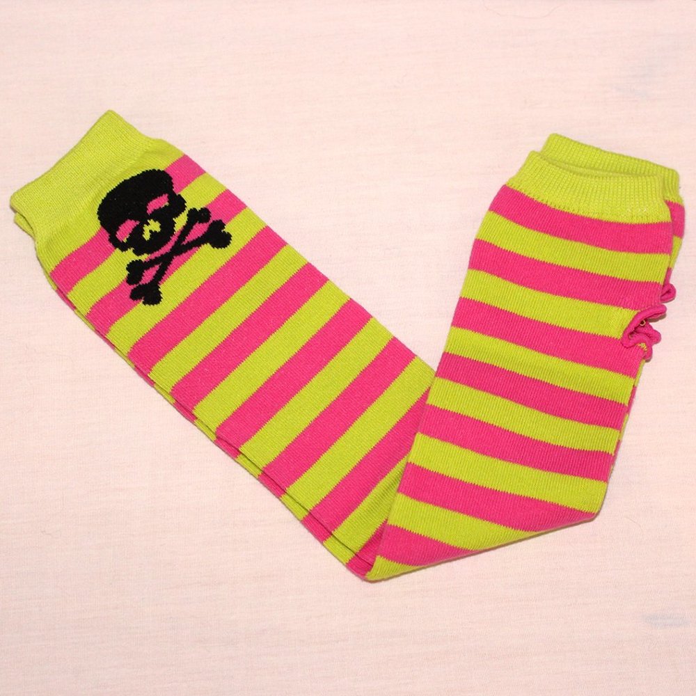 Neon striped skulls armwarmers